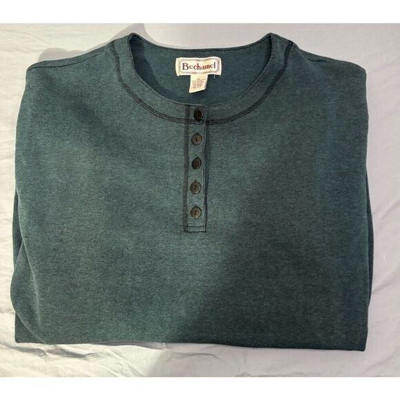 Bechamel Henley Pullover Top Plus Size 2X Heavy Knit Stretchy Long Sleeve Green - Picture 5 of 6